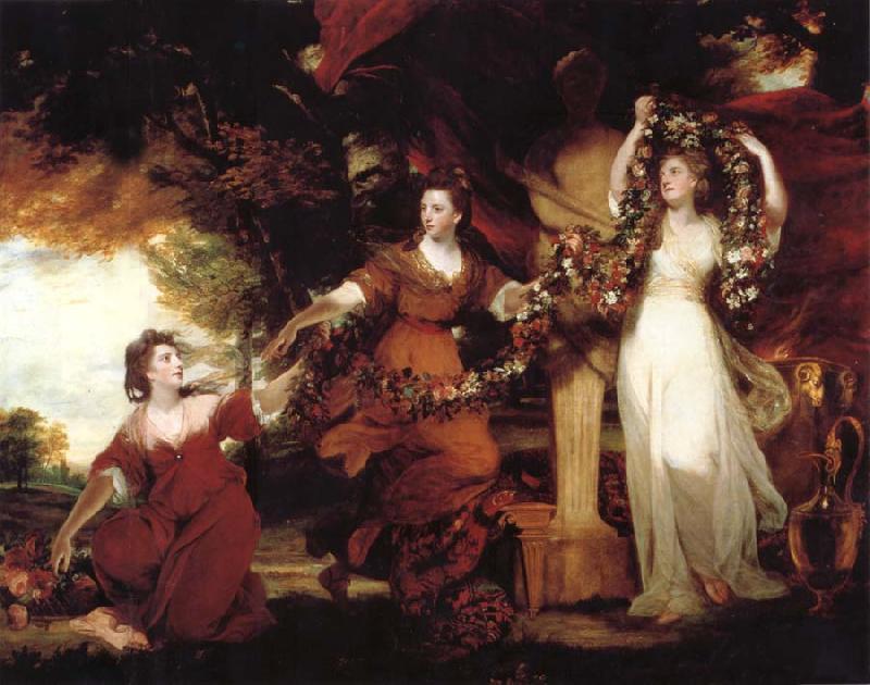 REYNOLDS, Sir Joshua Three Ladies adorning a term of Hymen oil painting image